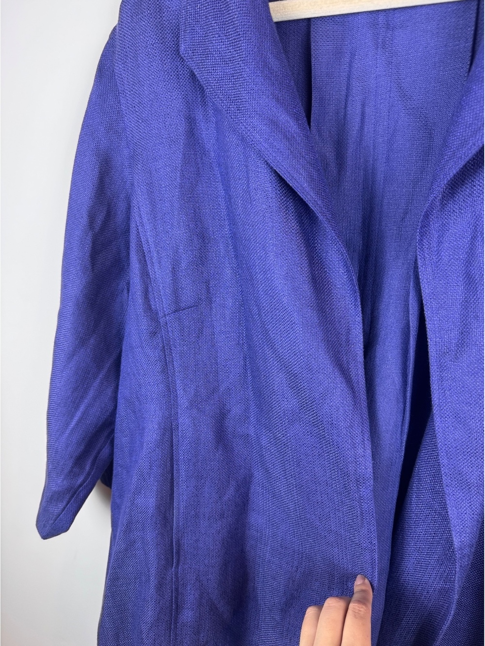 Eileen Fisher Linen Basket Sheen Jacket 3X Purple Open Front 3/4 Sleeve - Picture 7 of 12